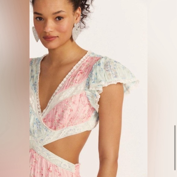 LoveShackFancy Audrina Mini Dress in
Bluemoon Sands Print - Picture 1 of 11